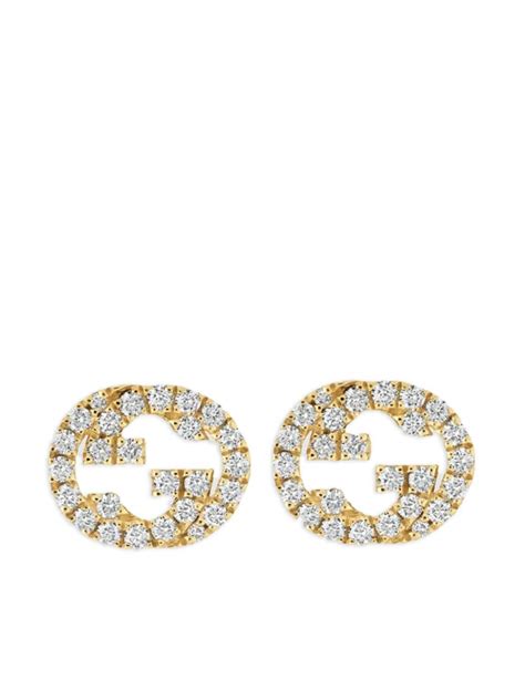 gucci earrings studded with diamonds|Gucci interlocking earrings.